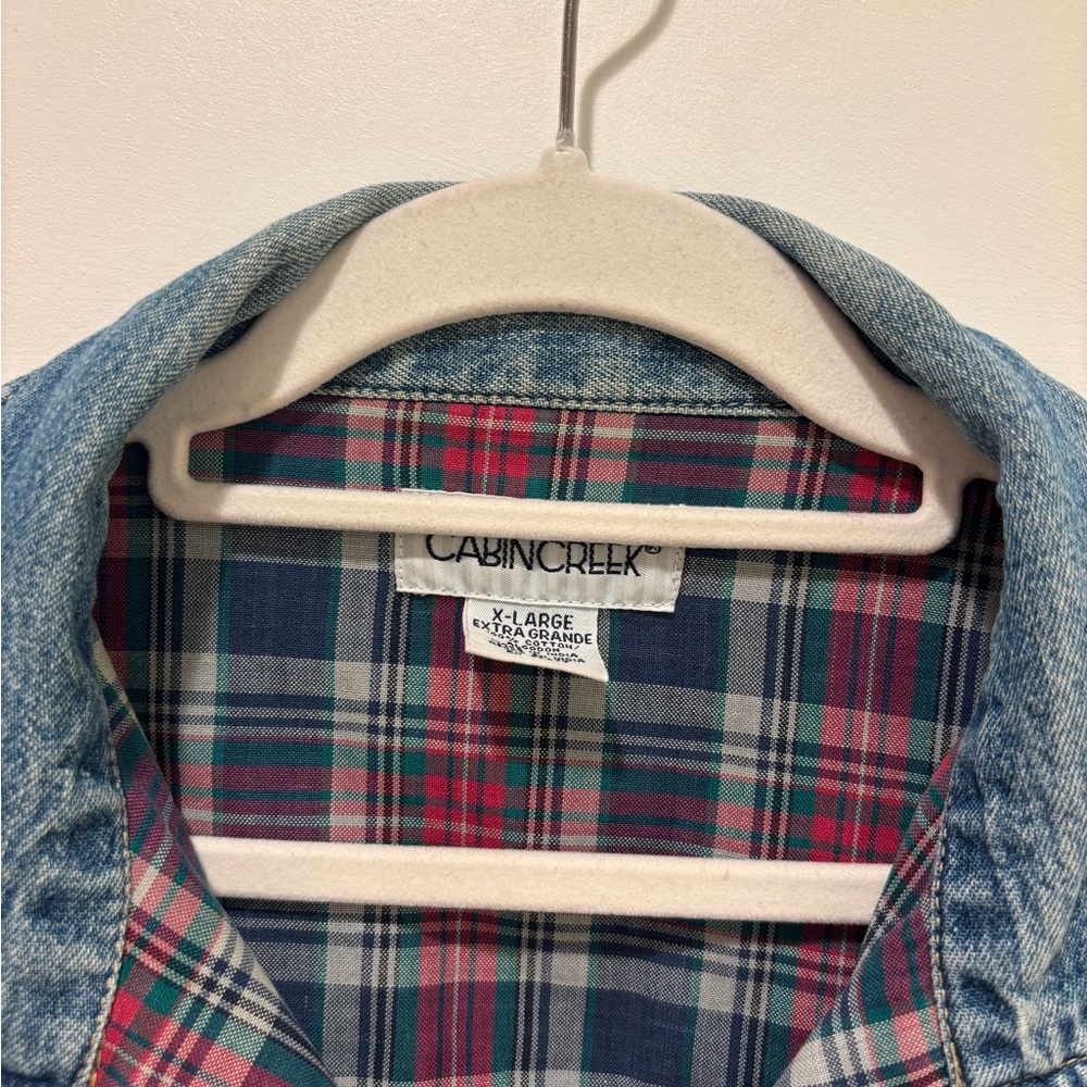 Cabin Creek Denim Chore Jacket with Plaid Details - Picture 4 of 7